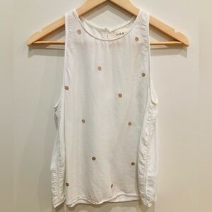 Cloth & Stone Sleeveless Top with Rose Gold Polkadots, Size S, EUC